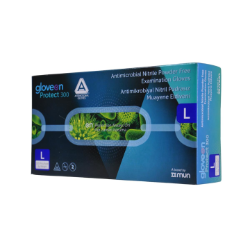 Gloveon Antimikrobiyal Nitril Pudrasız Muayene Eldiveni Large - 100 Adet