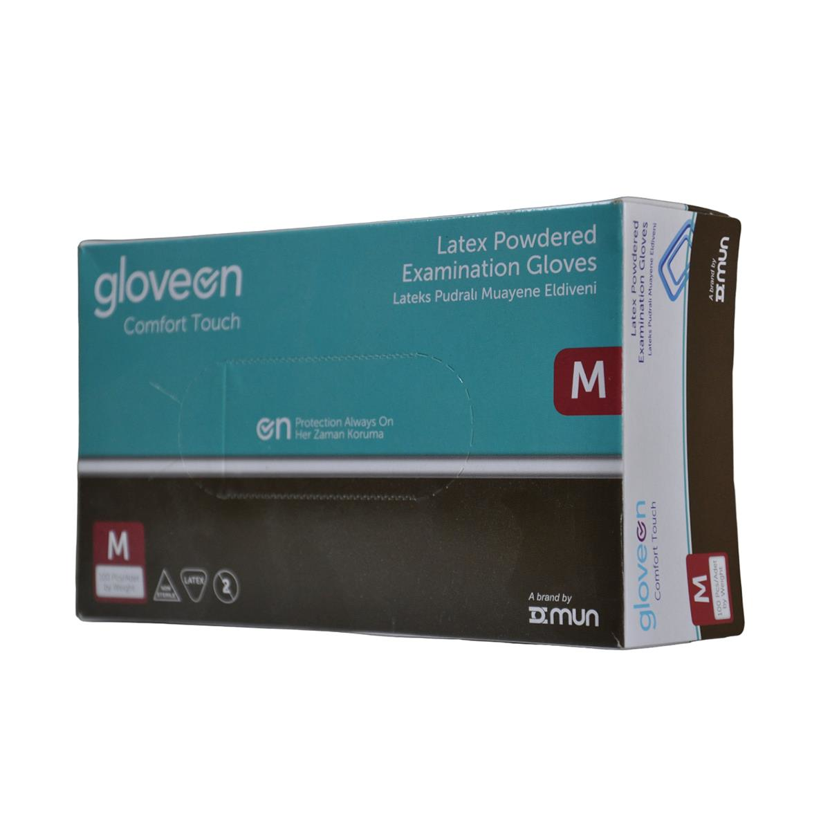Gloveon Comfort Touch Lateks Pudralı Muayene Eldiveni Medium - 100 Adet