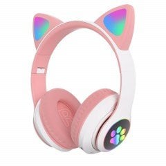 Kart Girişli Kedi Bluetooth Kulaklık Yüksek Ses Akıllı Led Kulaklık
