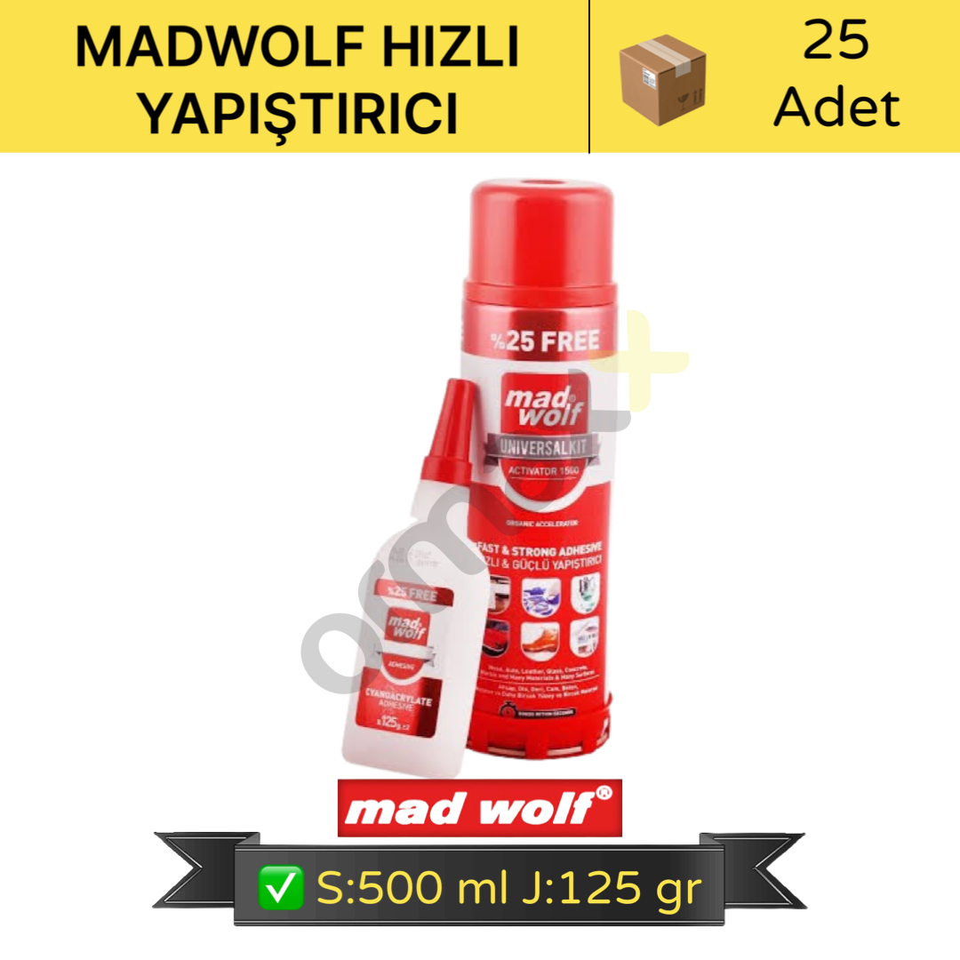 Madwolf Mega Hızlı Yapıştırıcı Sprey:500 Ml Jel:125 Gr 25'li Koli