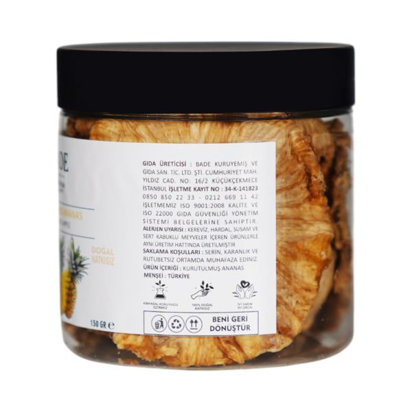 Ananas Kuru Meyve Cipsi - Şekersiz Katkısız Doğal Sağlıklı Atıştırmalık 150 gr.