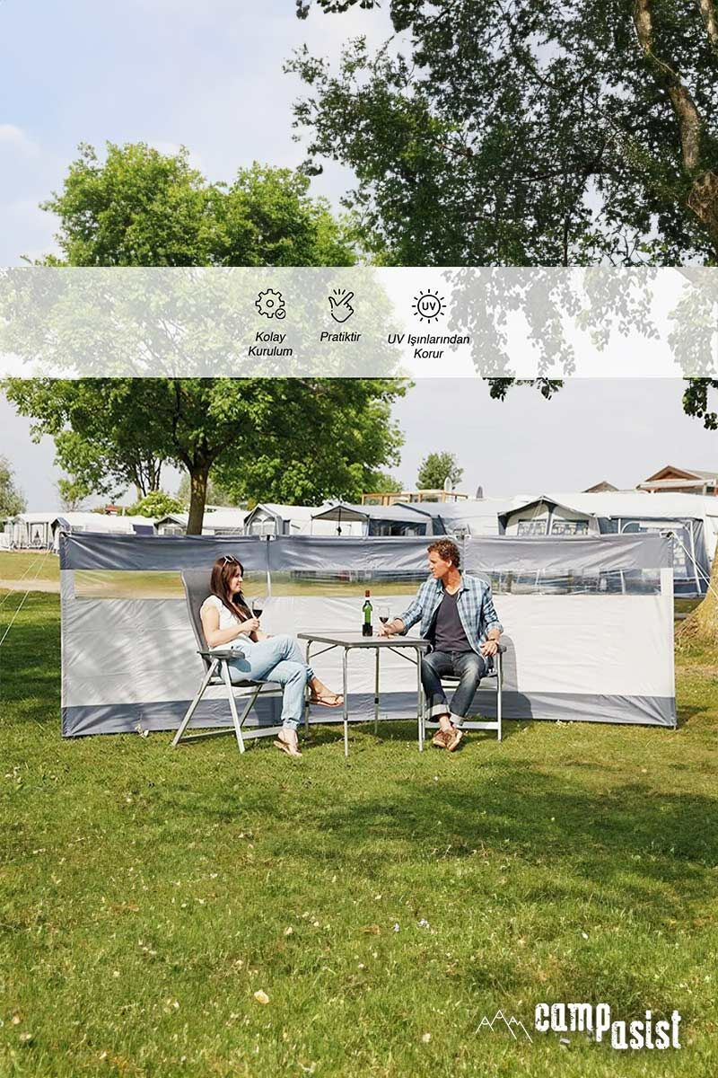 Campasist Wind 500 Metal Direkli Karavan Rüzgar Duvarı / Bariyer 500x140 3 Panel