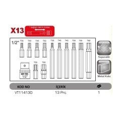 1/2'' TORX LOKMALI BİTS TAKIMI - 13 PARÇA