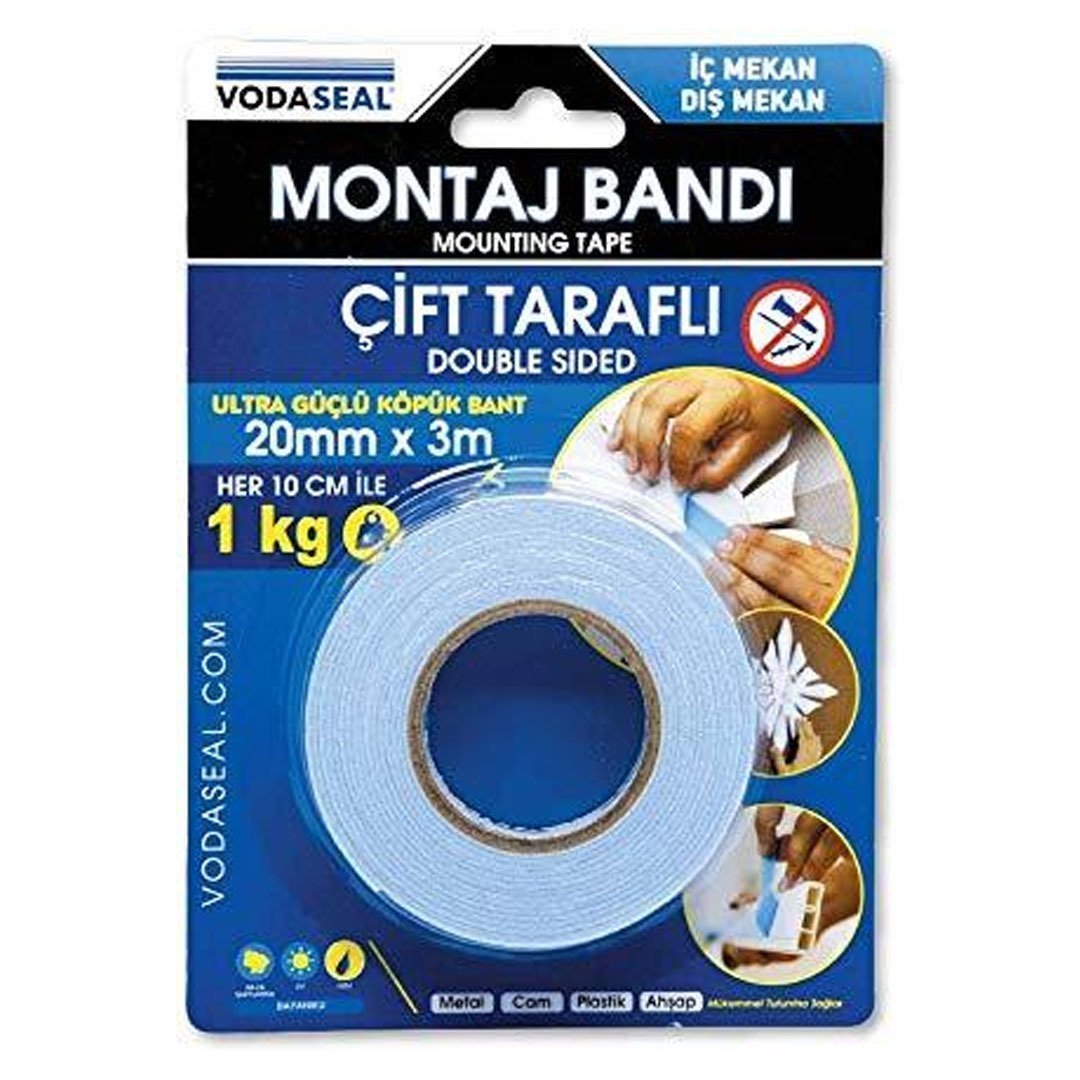 Vodaseal Çift Taraflı Montaj Bandı 20 mm X 3 m