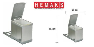 Hemaks Raylı Gri Çöp Kovası 16 Litre