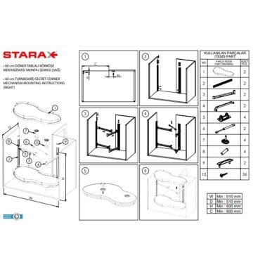 Starax Borulu Körköşe Mekanizma 45 cm