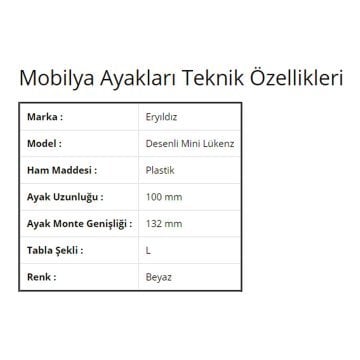 Desenli Mini Lükenz Ayak 10cm Beyaz