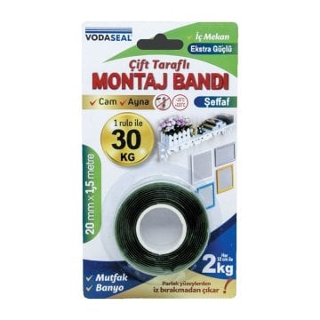 Vodaseal İç Mekan İçin Çift Taraflı Montaj Bandı 20 mm x 1,5 m