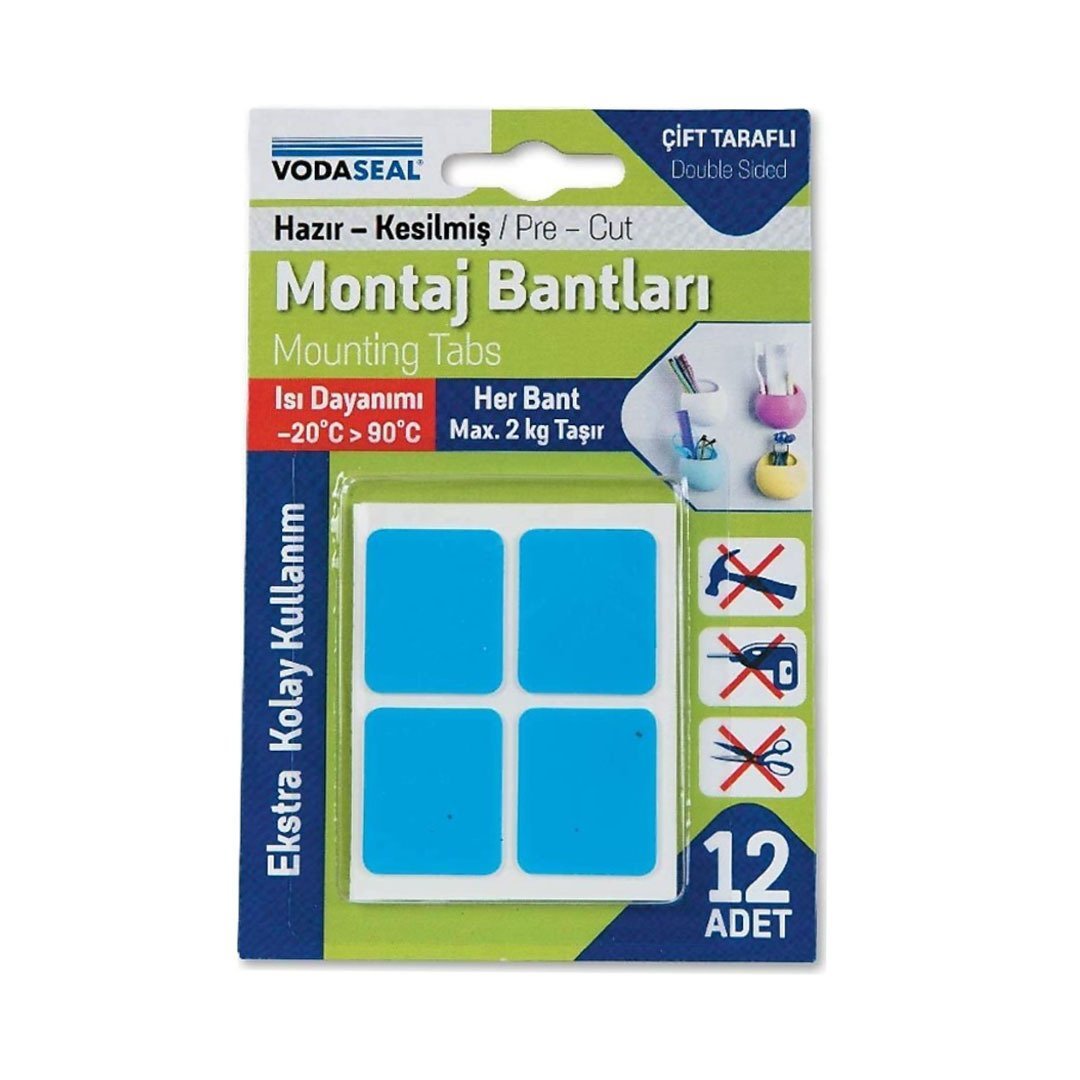 Vodaseal Ebatlı Montaj Bandı Mavi-Beyaz 12 li