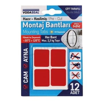 Vodaseal Ebatlı Montaj Bandı Şeffaf 12 li