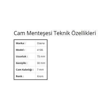 Samet Siyah U tipi Cam Menteşe