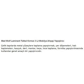 Laminant Tutkal Madwolf Mobilya Ahşap Yapıştırıcı