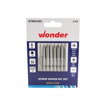 Wonder Yıldız Pozi Düz Bist Uç Seti 50 mm 8 Li