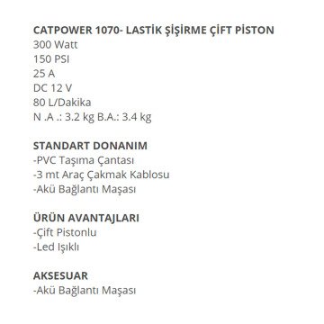 Catpower 1070 Lastik Şişirme Kompresör Çift Pistonlu