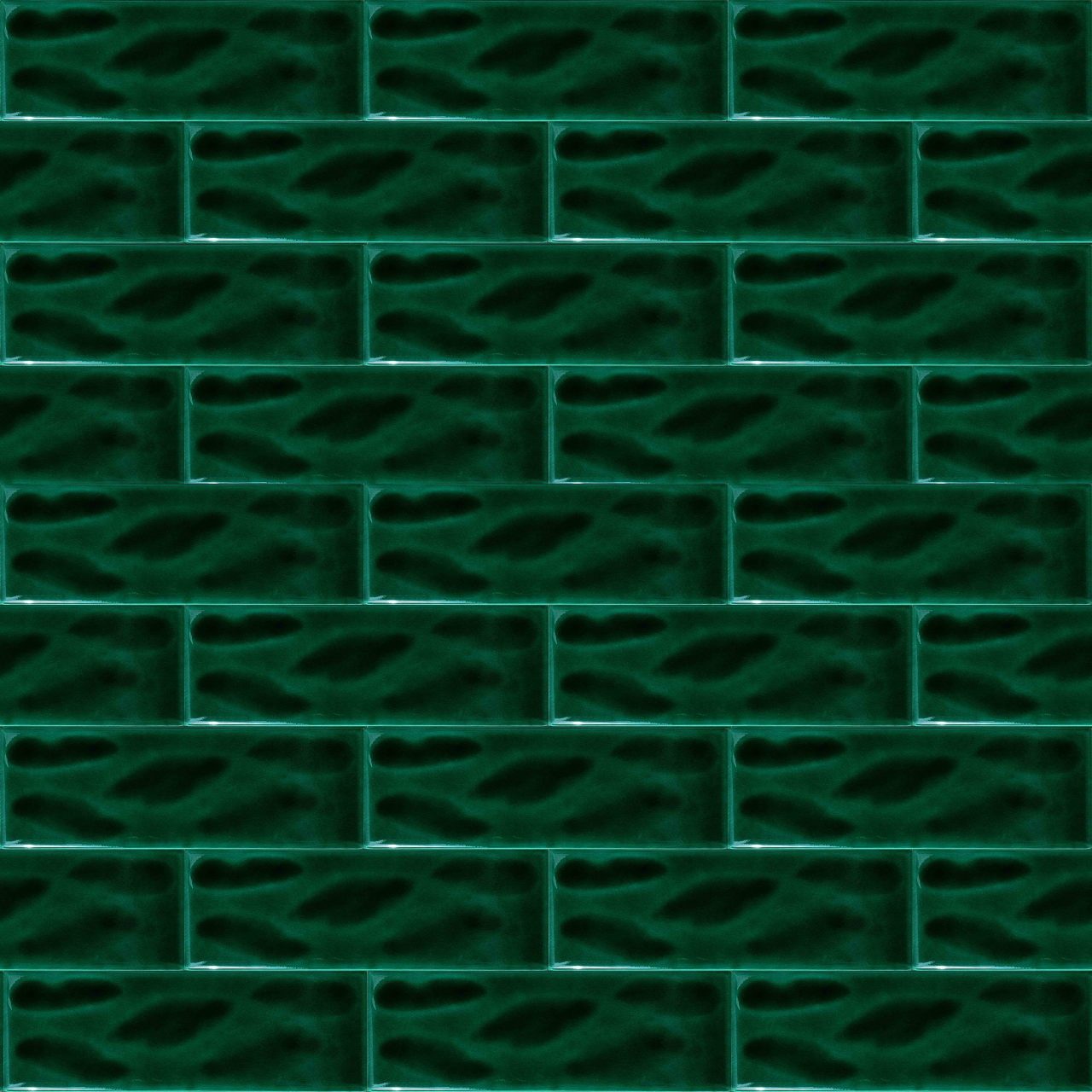 7×21 Cm Shaded Green Patterned Ceramic Tile