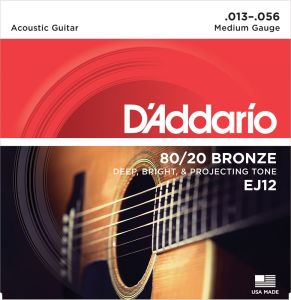 D'Addario EJ12 80/20 Bronze Acoustic Guitar String (13-56)