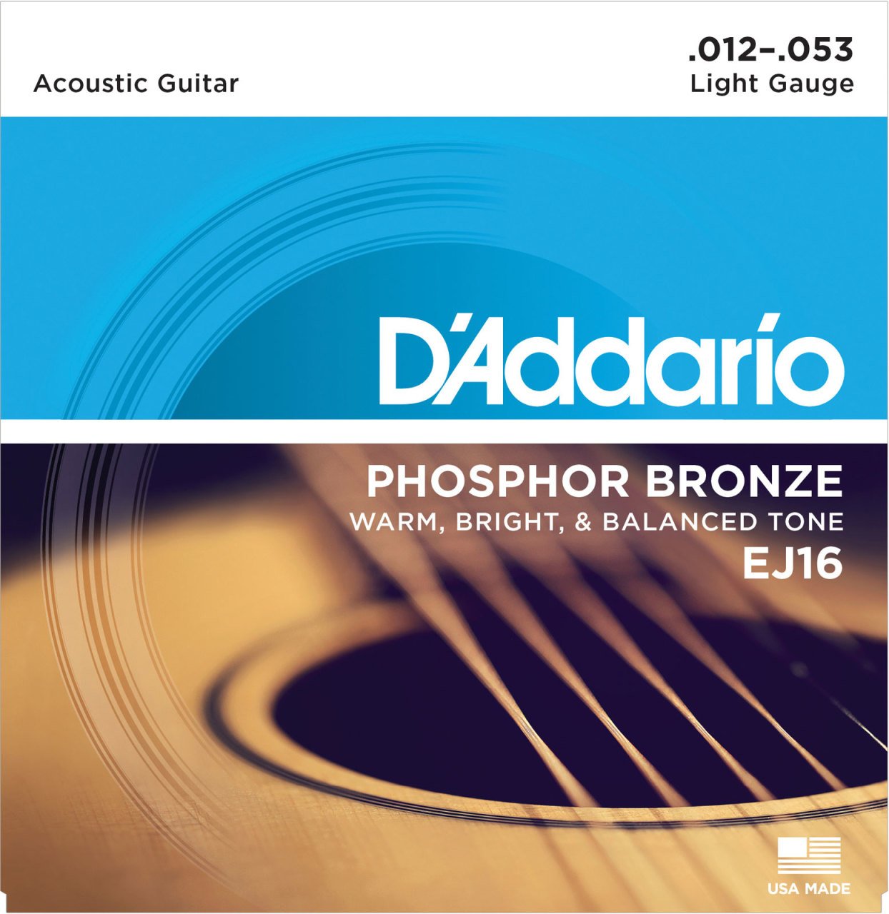 D'Addario EJ16 Phosphor Bronze Acoustic Guitar String (12-53)