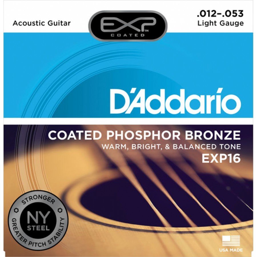 D'Addario EXP16 Coated Phosphor Bronze Acoustic Guitar String (12-53)