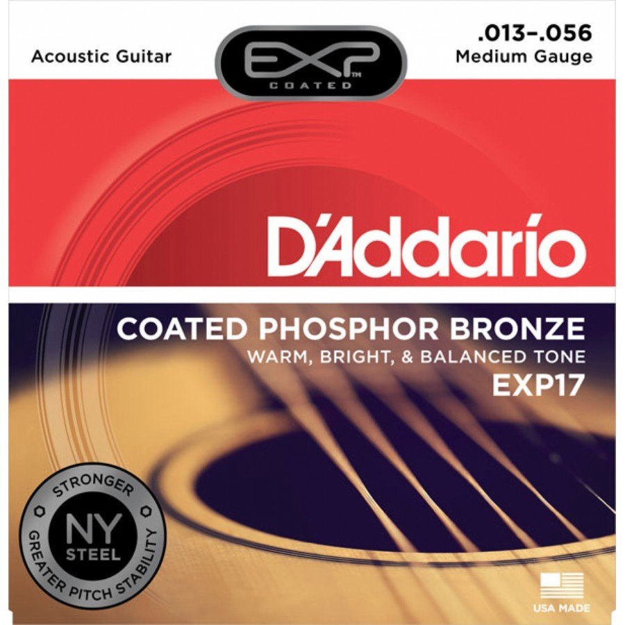 D'Addario EXP17 Coated Phosphor Bronze Acoustic Guitar String (13-56)