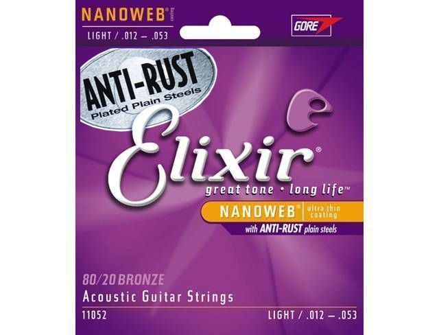 Elixir 11052 Nanoweb 80/20 Bronze Acoustic Guitar String (12-53)