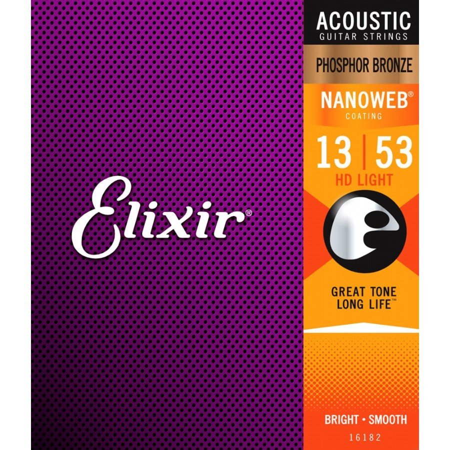 Elixir 16182 Nanoweb Coated HD LT Set String - Acoustic Guitar String 013-053