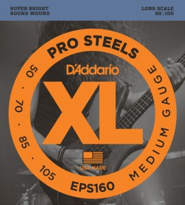 D'Addario EPS160 ProSteels Bass, Medium, 50-105, Long Scale Takım Tel - Bas Gitar Teli 050-105