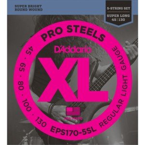 D'Addario EPS170-5SL ProSteels 5-String Bass, Light, 45-130, Super Long Scale Takım Tel - 5 Telli Bas Gitar Teli 045-130