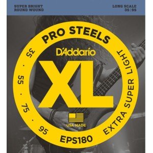 D'Addario EPS180 ProSteels Bass, Extra Super Light, 35-95, Long Scale 035-095 Set String - Bass String
