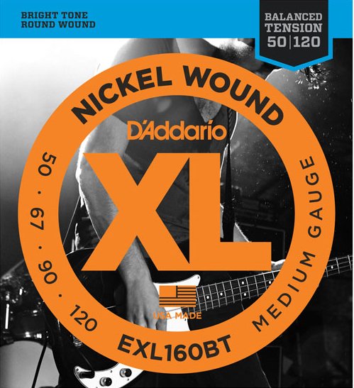 D'Addario EXL160BT Nickel Wound, Balanced Tension Medium, 50-120 Set String - Bass String 050-120