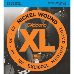 D'Addario EXL160SL Nickel Wound Bass, Medium, 50-105, Super Long Scale Team String - Bass String 050-105