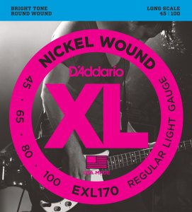 D'Addario EXL170 Nickel Wound Bass, Light, 45-100, Long Scale 045-100 Set String - Bass String