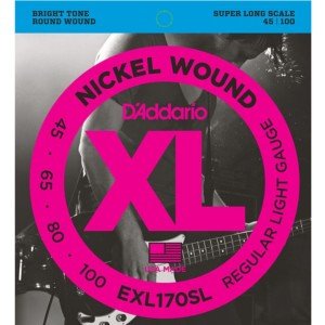 D'Addario EXL170SL Nickel Wound Bass, Light, 45-100, Super Long Scale Takım Tel - Bas gitar teli 045-100