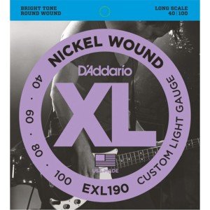 D'Addario EXL190 Nickel Wound Bass, Custom Light, 40-100, Long Scale Team String - Bass String 040-100