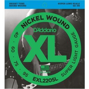 D'Addario EXL220SL Nickel Wound Bass, Super Light, 40-95, Super Long Scale Takım Tel - Bas Gitar Teli 040-095