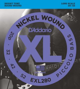 D'Addario EXL280 Nickel Wound Piccolo Bass, 20-52, Long Scale - Piccolo Bass String 020-052