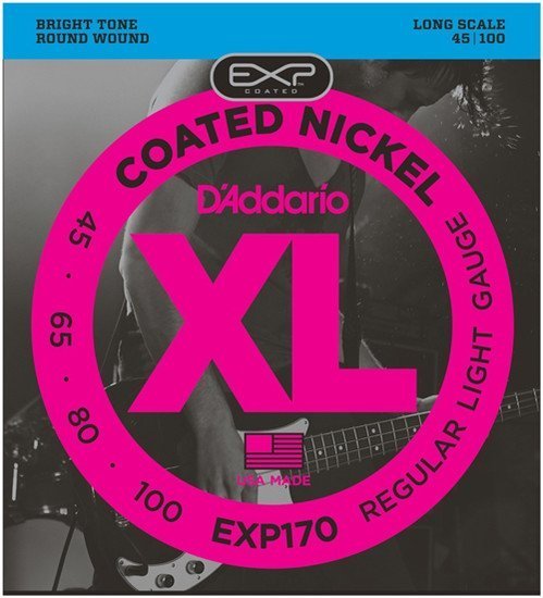 D'Addario EXP170 Coated Nickel Wound Bass, Light, 45-100, Long Scale Team String - Bass String 045-100