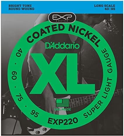 D'Addario EXP220 Coated Nickel Wound Bass, Super Light, 40-95, Long Scale Team String - Bass string 040-095