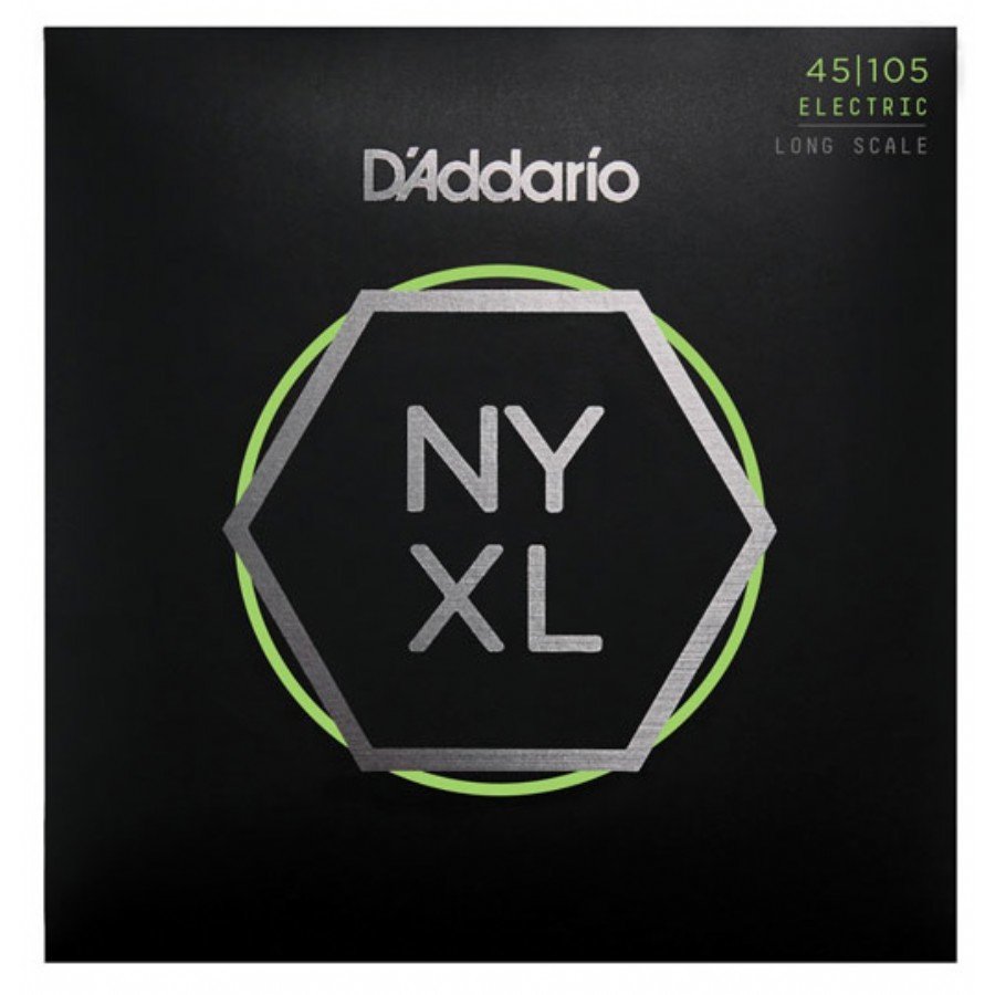 D'addario NYXL45105, Set Long Scale, Light Top / Med Bottom, 45-105 Set String - Bass String 45-105