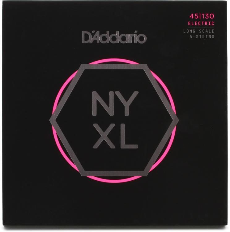 D'Addario NYXL45130, Set Long Scale, Regular Light 5-String, 45-130 Takım Tel - 5 Telli Bas Gitar Teli 045-130