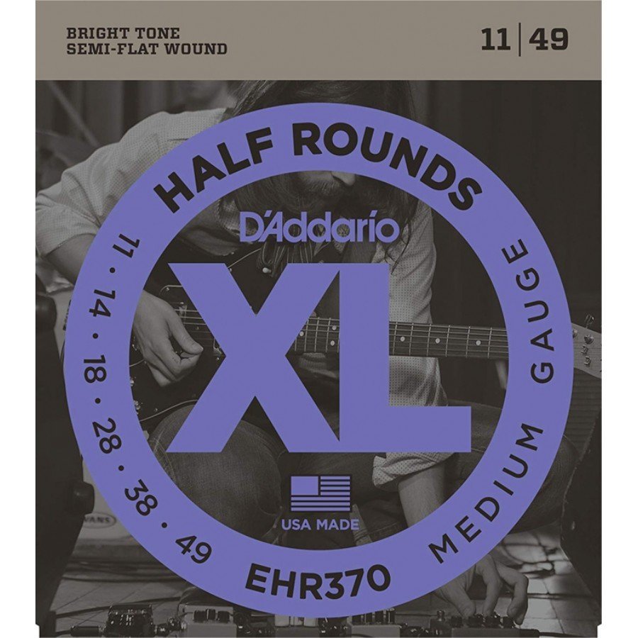 D'Addario EHR370 Half Rounds, Medium Set String - Electric Guitar String 011-049