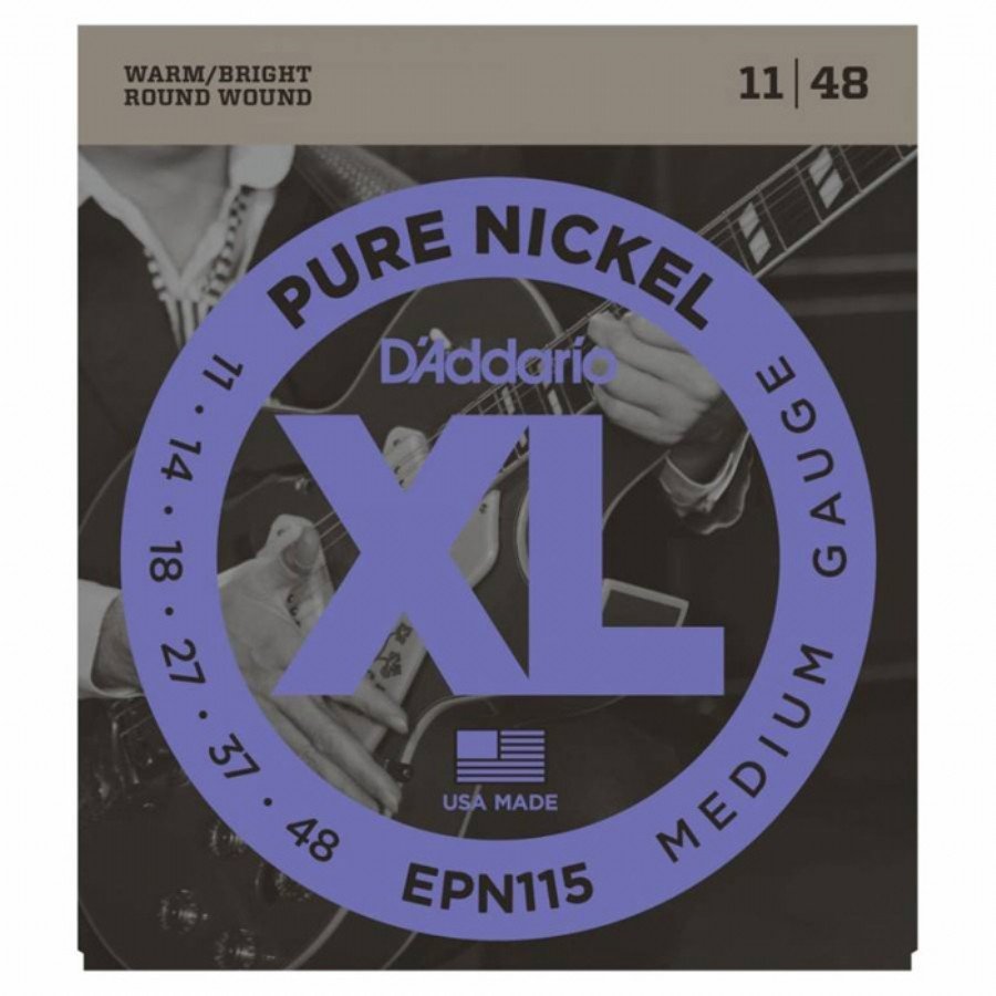 D'Addario EPN115 Pure Nickel, Blues/Jazz Rock, 11-48 Set String - Electric Guitar String 011-048