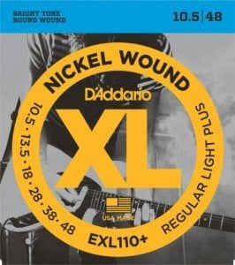 D'Addario EXL110+ Nickel Wound, Regular Light Plus, 10.5-48 Set String - Electric Guitar String .0105-048