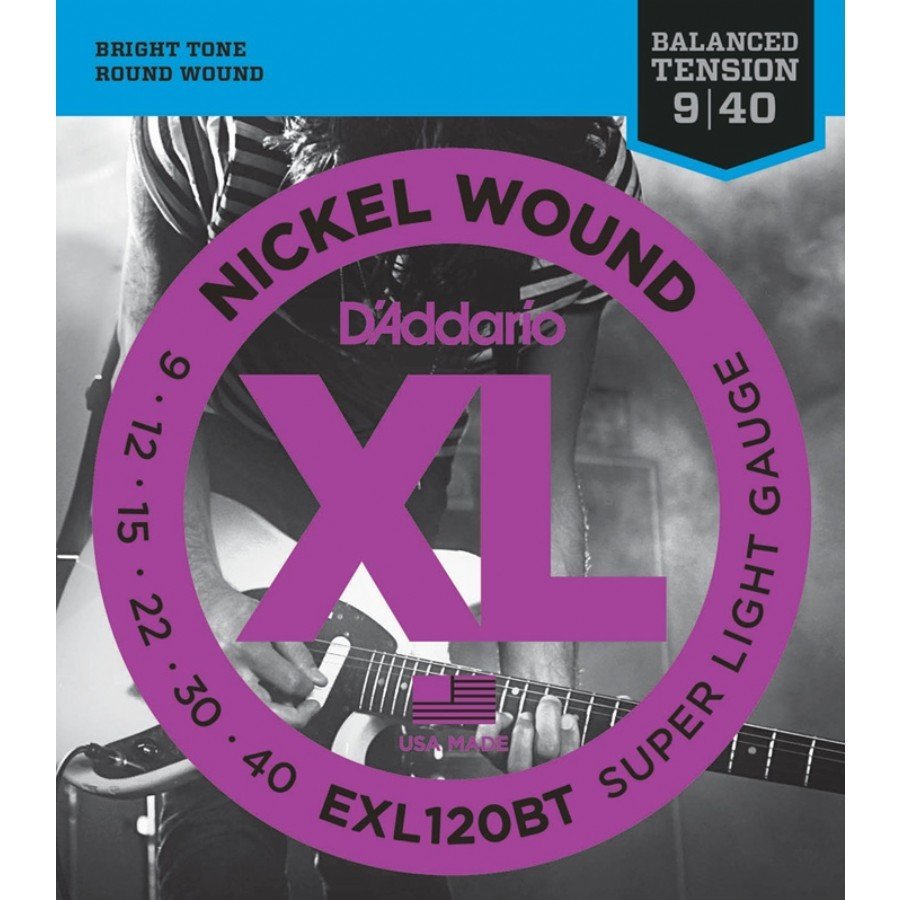 D'Addario EXL120BT Nickel Wound, Balanced Tension Super Light, 09-40 Set String - Electric Guitar String 009-040
