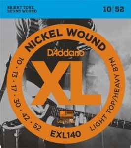 D'Addario EXL140 Nickel Wound, Light Top/Heavy Bottom, 10-52 Set String - Electric Guitar String 010-052