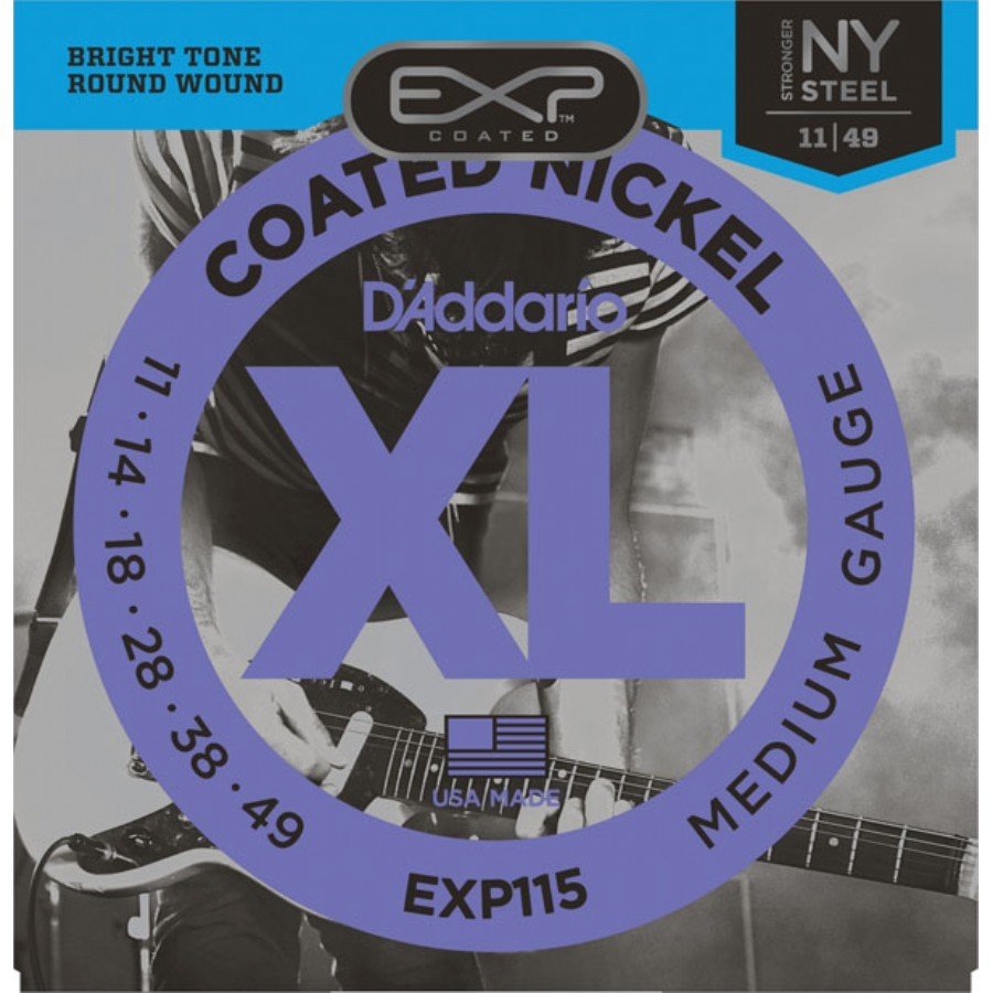 D'Addario EXP115 Coated Nickel Wound, Medium/Blues/Jazz, 11-49 Set String - Electric Guitar String 011-049