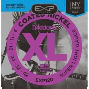 D'Addario EXP120 Coated Nickel Wound, Super Light, 9-42 Set String - Electric Guitar String 009-042