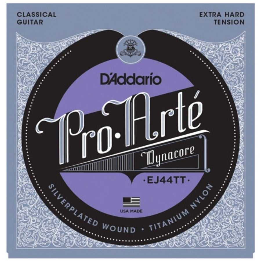 D'Addario EJ44TT Pro-Arté Dynacore, Titanium Trebles, Extra-Hard Tension Set String - Classical Guitar String