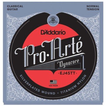 D'Addario EJ45TT Pro-Arté Dynacore, Titanium Trebles, Normal Tension Takım Tel - Klasik Gitar Teli