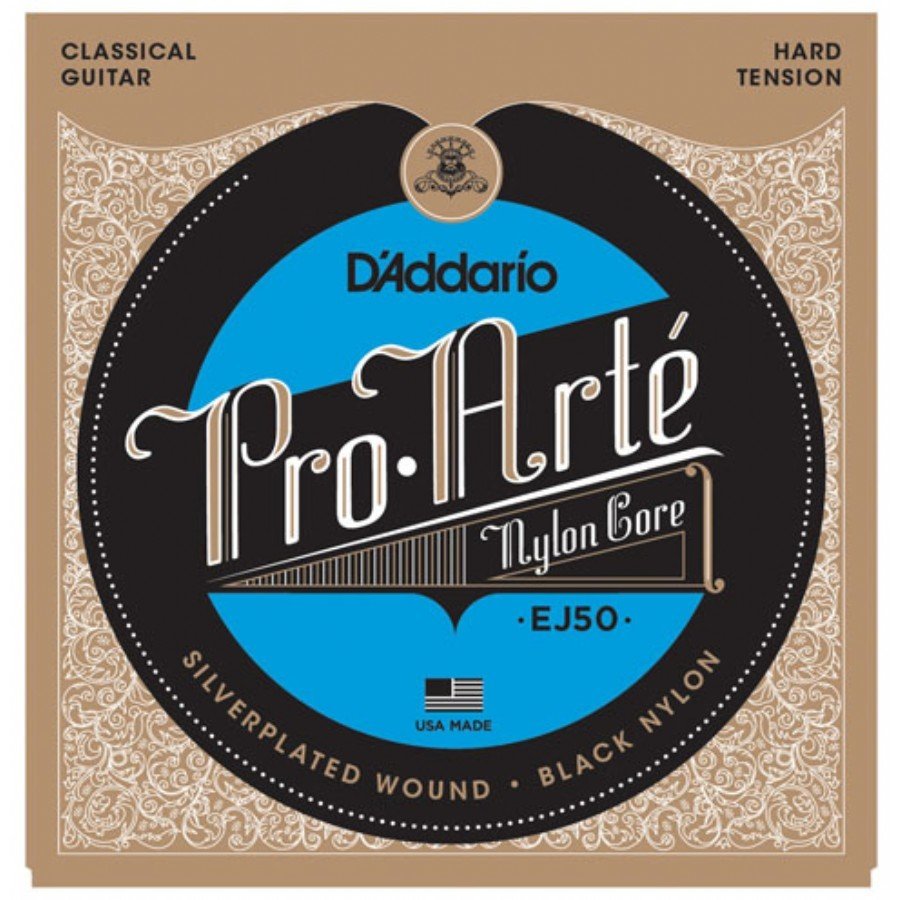 D'Addario EJ50 Pro-Arté Black Nylon, Hard Tension Team String - Classical Guitar String