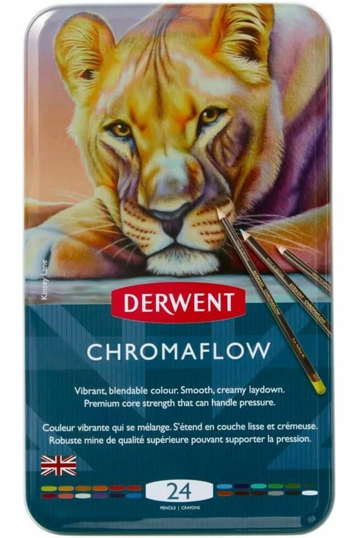 Derwent Chromaflow Kuru Boya Kalem Seti Metal Kutu 24lü